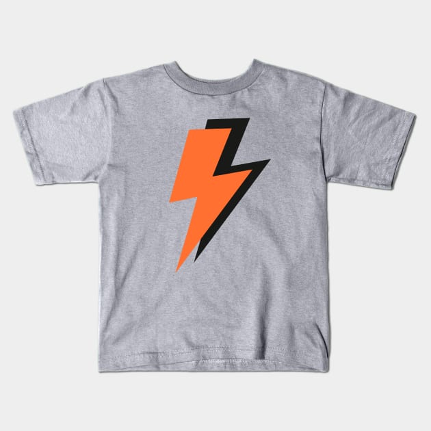 Orange and Black on Grey, Lightning Bolts Kids T-Shirt by OneThreeSix